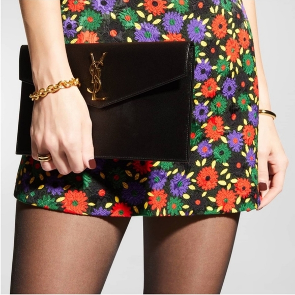 NEW!!! YSL Saint Laurent Uptown YSL Monogram Grain in Grained Pourde Nero Black - Picture 12 of 16